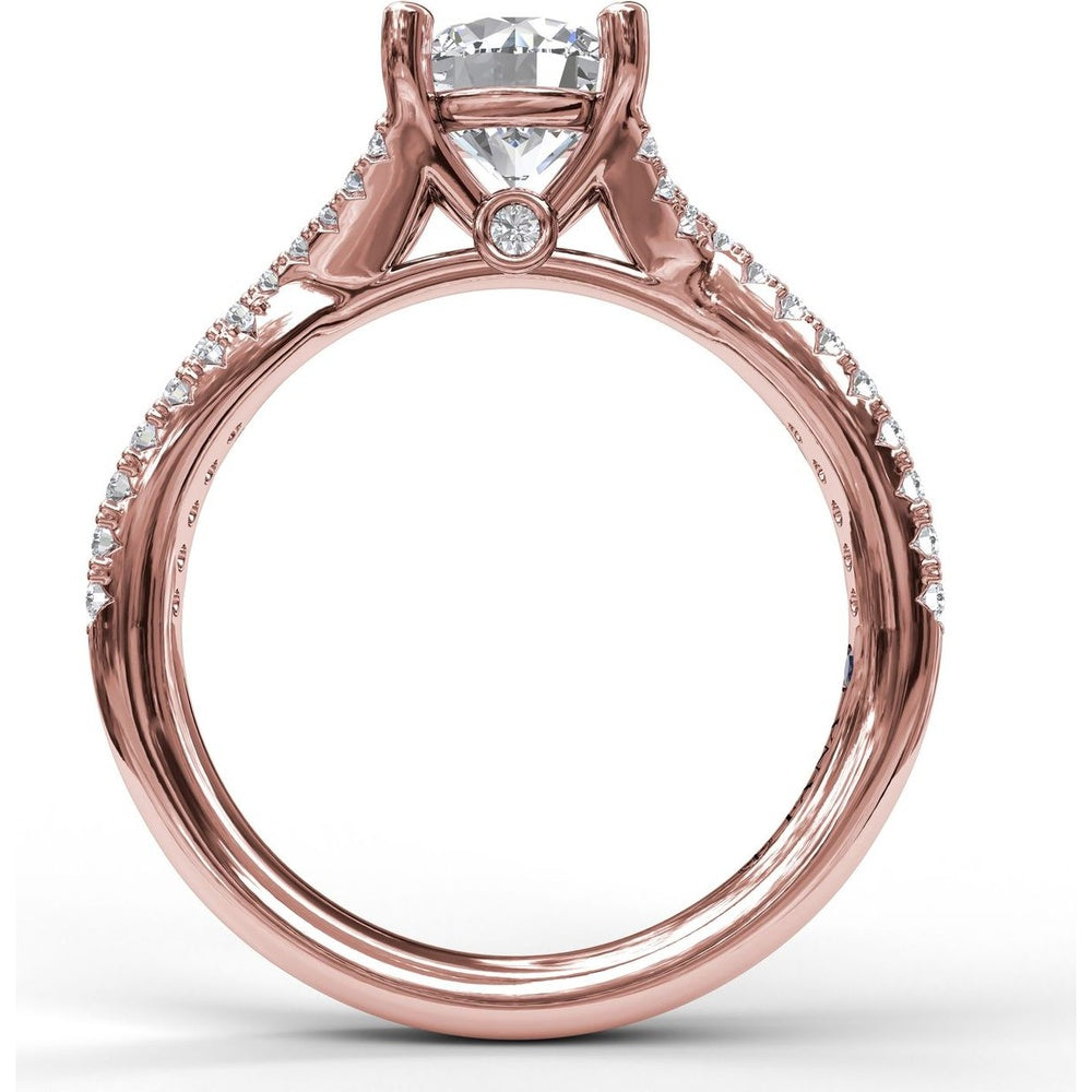 Split Shank Engagement Ring Setting with Pavé Diamond Bands by Fana - 0.39 Carat Total Diamond Weight