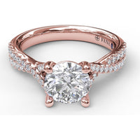 Split Shank Engagement Ring Setting with Pavé Diamond Bands by Fana - 0.39 Carat Total Diamond Weight