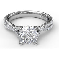 Split Shank Engagement Ring Setting with Pavé Diamond Bands by Fana - 0.39 Carat Total Diamond Weight