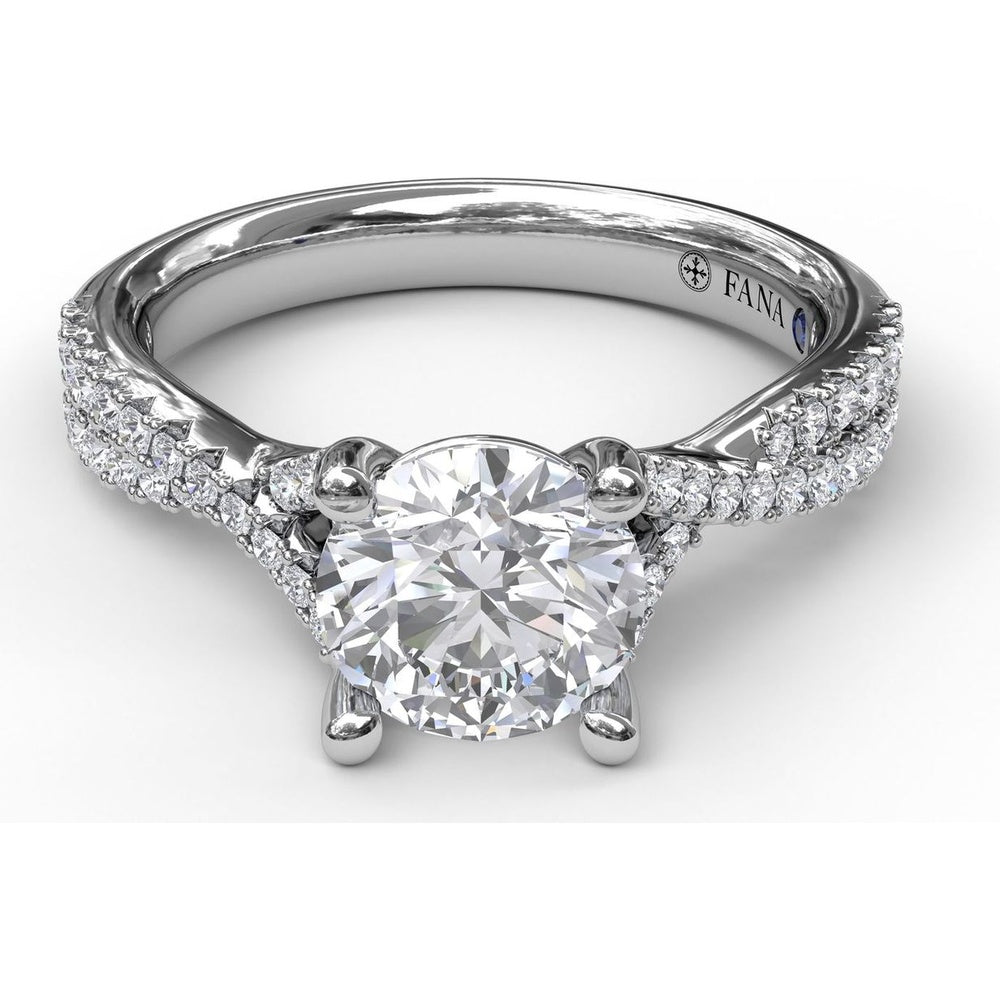 Split Shank Engagement Ring Setting with Pavé Diamond Bands by Fana - 0.39 Carat Total Diamond Weight
