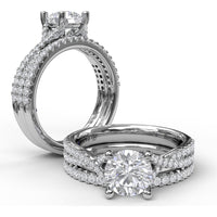 Split Shank Engagement Ring Setting with Pavé Diamond Bands by Fana - 0.39 Carat Total Diamond Weight