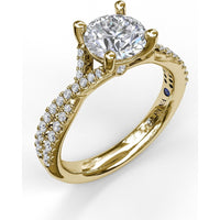 Split Shank Engagement Ring Setting with Pavé Diamond Bands by Fana - 0.39 Carat Total Diamond Weight