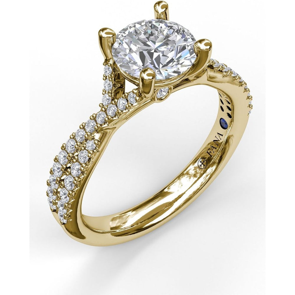 Split Shank Engagement Ring Setting with Pavé Diamond Bands by Fana - 0.39 Carat Total Diamond Weight