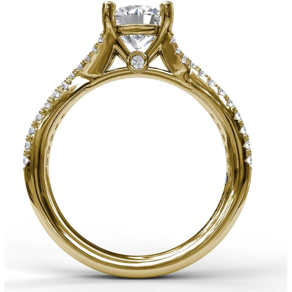 Split Shank Engagement Ring Setting with Pavé Diamond Bands by Fana - 0.39 Carat Total Diamond Weight
