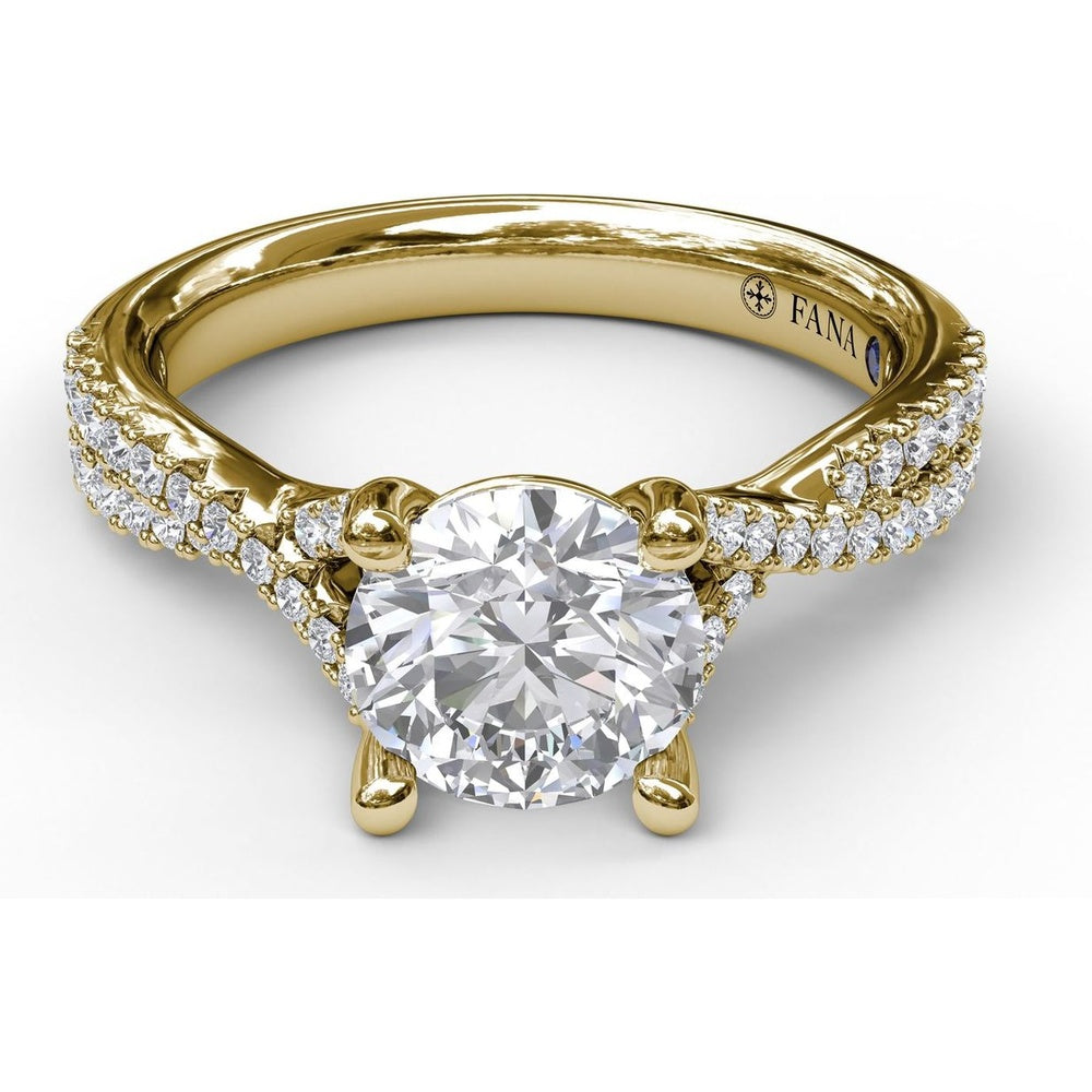 Split Shank Engagement Ring Setting with Pavé Diamond Bands by Fana - 0.39 Carat Total Diamond Weight
