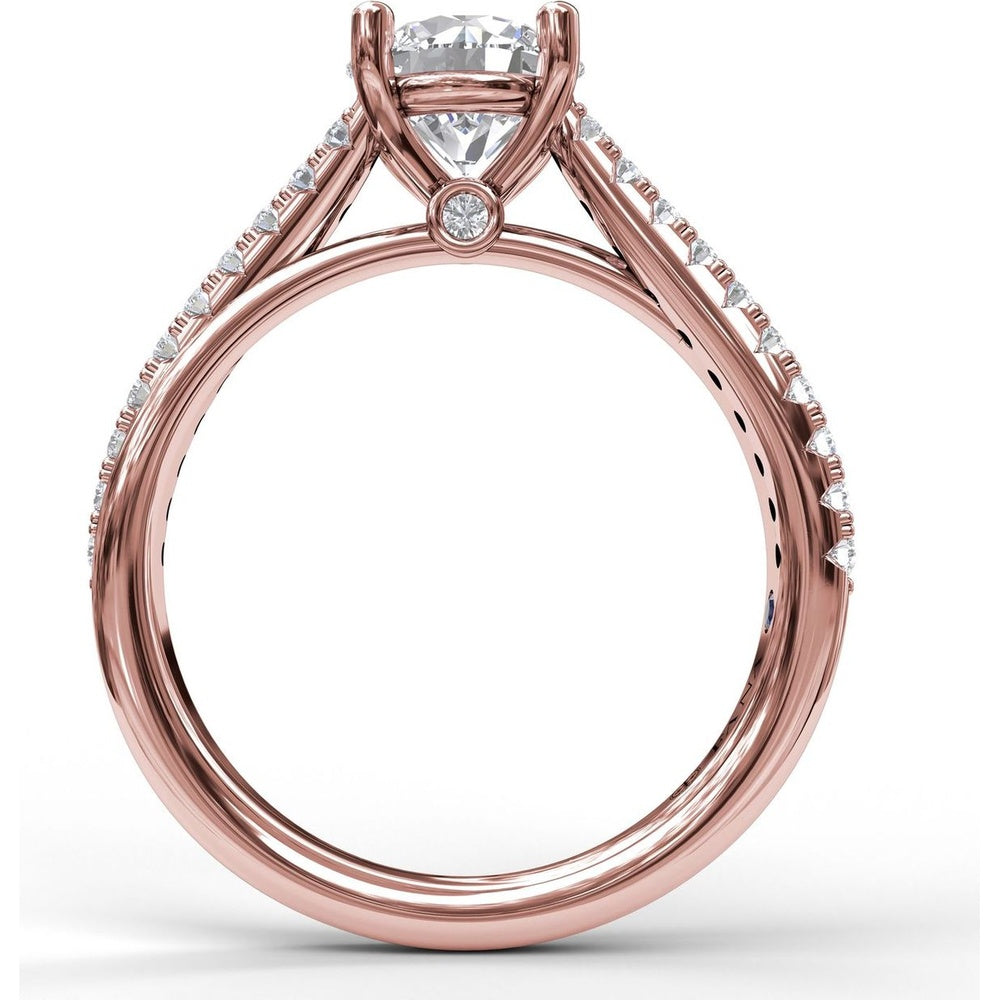 Split Shank Engagement Ring Setting with Pavé Diamond Criss Cross Band and Round Center Stone Mounting by Fana - 0.27 Carat Total Diamond Weight