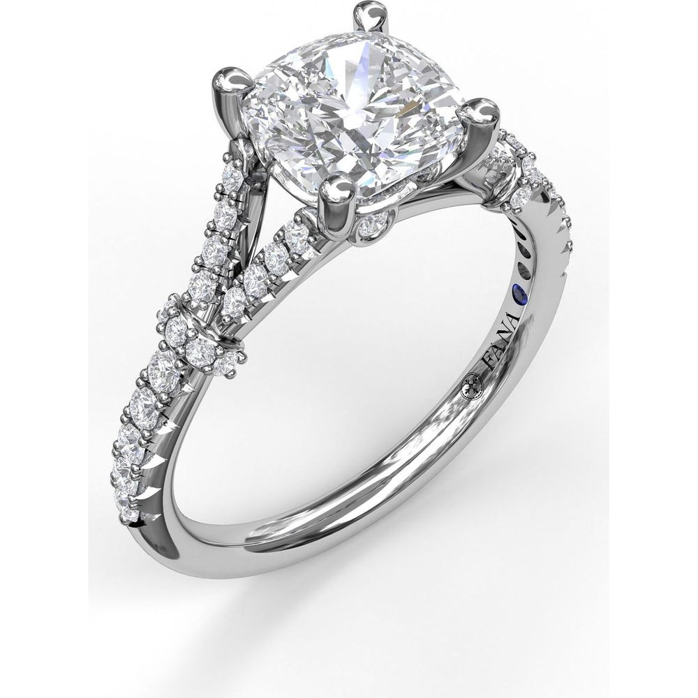 Split Shank Engagement Ring Setting with Pavé Diamond Detail by Fana - 0.33 Carat Total Diamond Weight