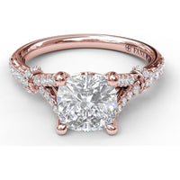 Split Shank Engagement Ring Setting with Pavé Diamond Detail by Fana - 0.33 Carat Total Diamond Weight