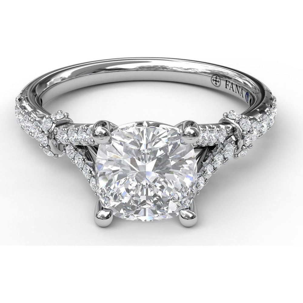 Split Shank Engagement Ring Setting with Pavé Diamond Detail by Fana - 0.33 Carat Total Diamond Weight