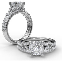 Split Shank Engagement Ring Setting with Pavé Diamond Detail by Fana - 0.33 Carat Total Diamond Weight