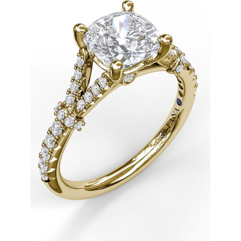 Split Shank Engagement Ring Setting with Pavé Diamond Detail by Fana - 0.33 Carat Total Diamond Weight