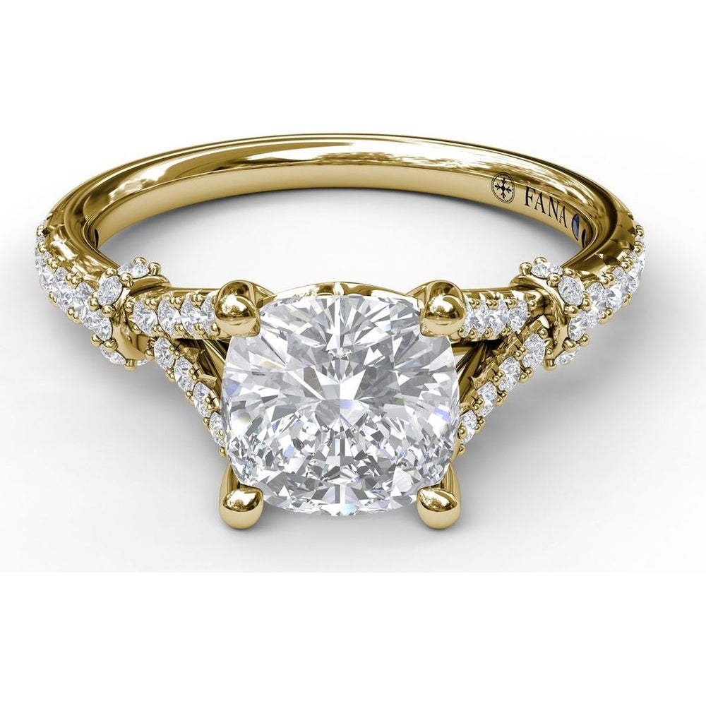 Split Shank Engagement Ring Setting with Pavé Diamond Detail by Fana - 0.33 Carat Total Diamond Weight