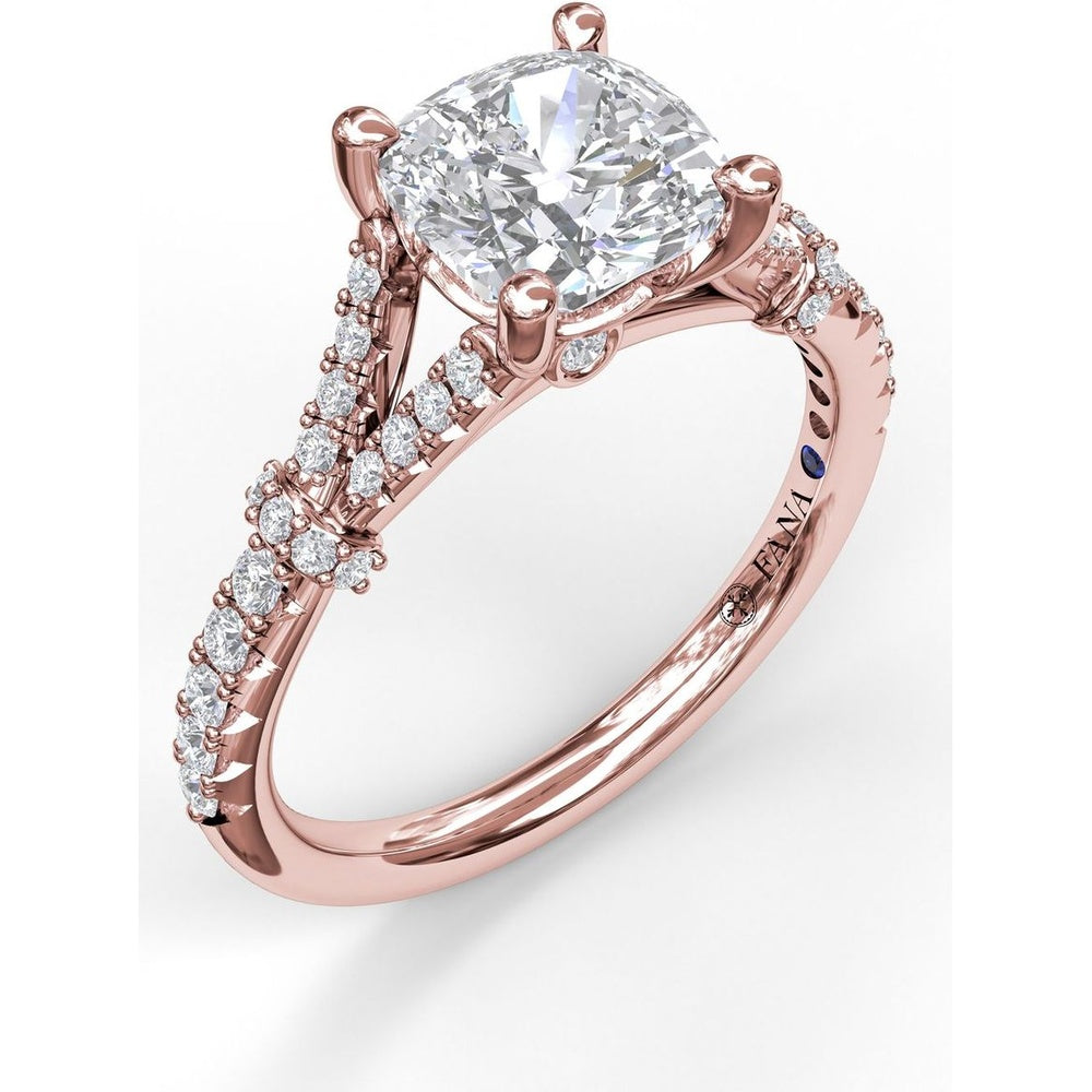 Split Shank Engagement Ring Setting with Pavé Diamond Detail by Fana - 0.33 Carat Total Diamond Weight