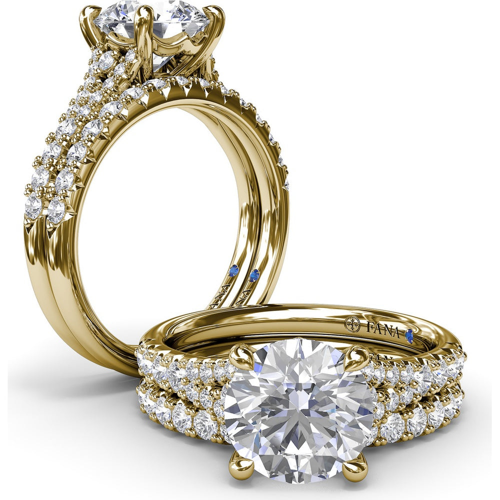 Split Shank Engagement Ring Setting with Pavé Diamonds by Fana - 0.43 Carat Total Diamond Weight