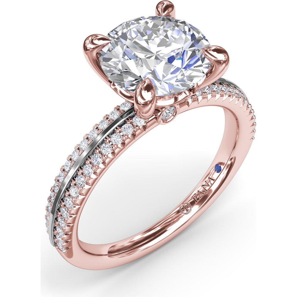Split Shank Engagement Ring Setting with Prong Set Round Diamond Band by Fana - 0.27 Carat Total Diamond Weight