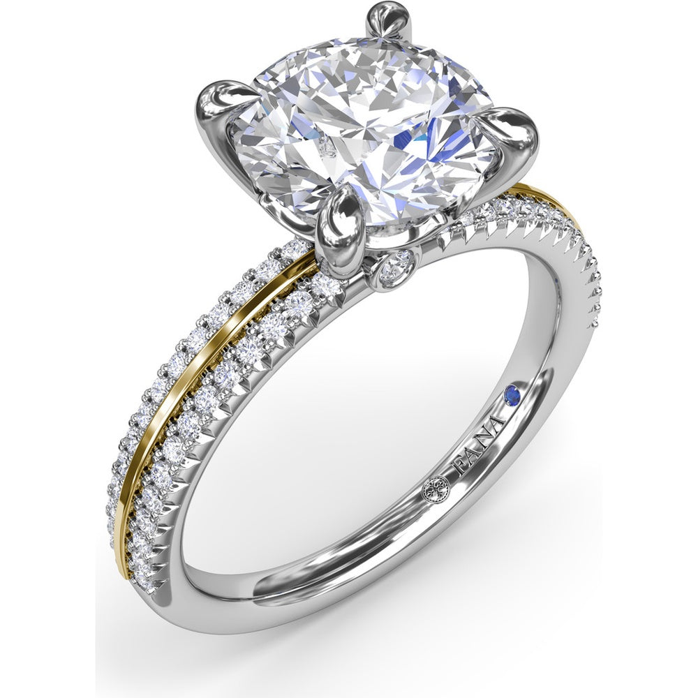 Split Shank Engagement Ring Setting with Prong Set Round Diamond Band by Fana - 0.27 Carat Total Diamond Weight