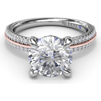 Split Shank Engagement Ring Setting with Prong Set Round Diamond Band by Fana - 0.27 Carat Total Diamond Weight