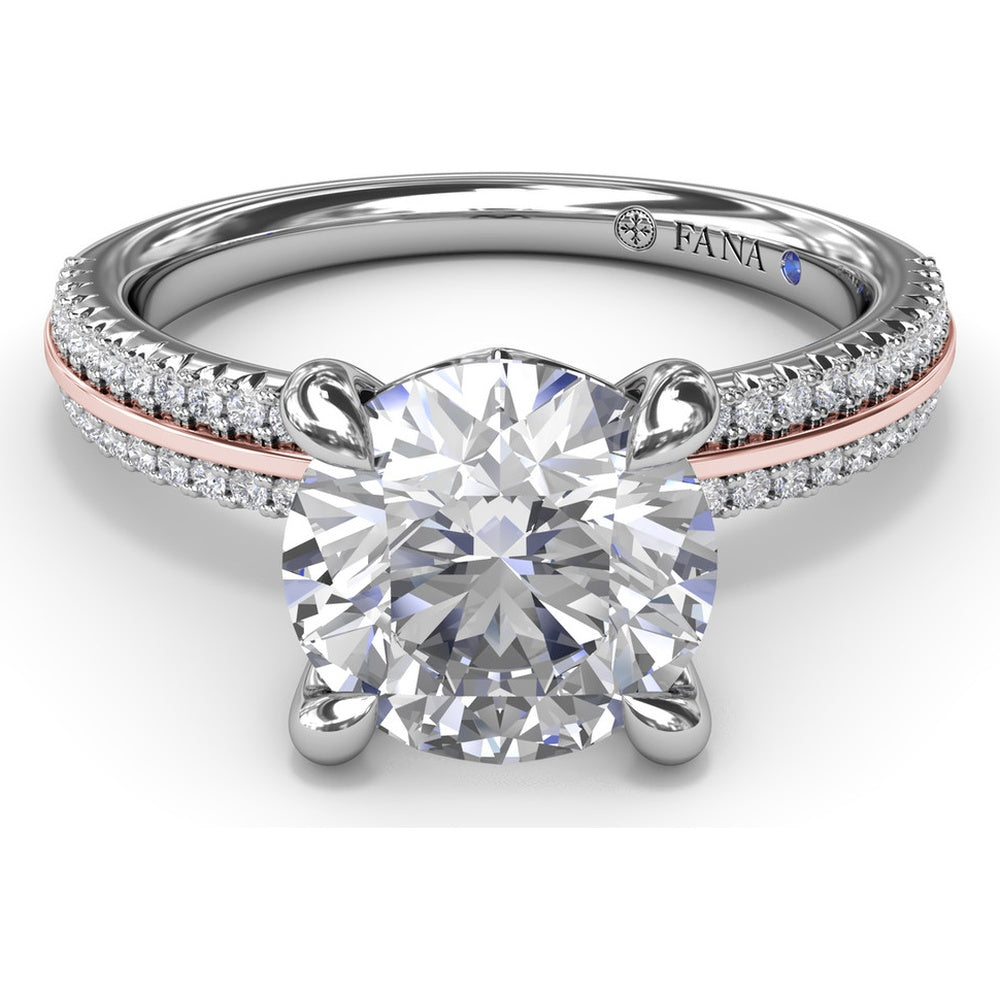 Split Shank Engagement Ring Setting with Prong Set Round Diamond Band by Fana - 0.27 Carat Total Diamond Weight
