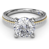 Split Shank Engagement Ring Setting with Prong Set Round Diamond Band by Fana - 0.27 Carat Total Diamond Weight