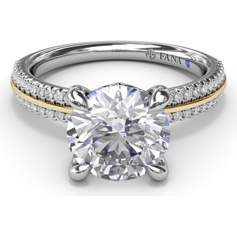 Split Shank Engagement Ring Setting with Prong Set Round Diamond Band by Fana - 0.27 Carat Total Diamond Weight