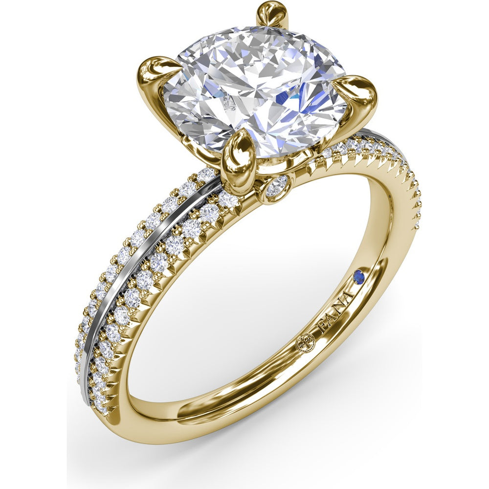 Split Shank Engagement Ring Setting with Prong Set Round Diamond Band by Fana - 0.27 Carat Total Diamond Weight