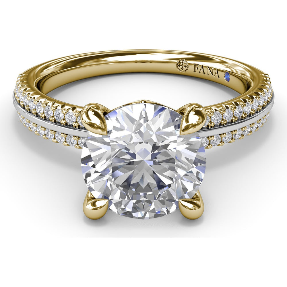 Split Shank Engagement Ring Setting with Prong Set Round Diamond Band by Fana - 0.27 Carat Total Diamond Weight