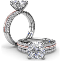 Split Shank Engagement Ring Setting with Prong Set Round Diamond Band by Fana - 0.27 Carat Total Diamond Weight