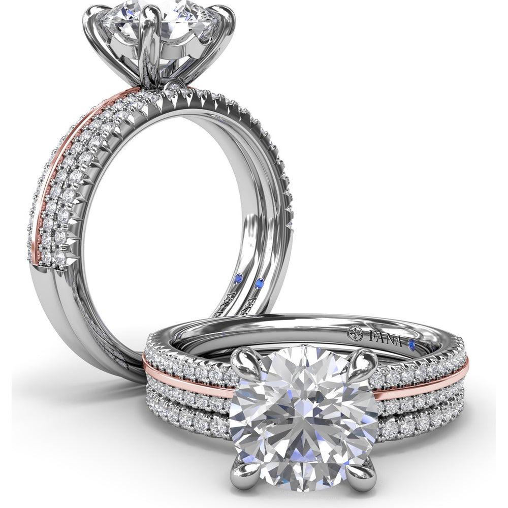 Split Shank Engagement Ring Setting with Prong Set Round Diamond Band by Fana - 0.27 Carat Total Diamond Weight