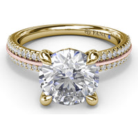 Split Shank Engagement Ring Setting with Prong Set Round Diamond Band by Fana - 0.27 Carat Total Diamond Weight