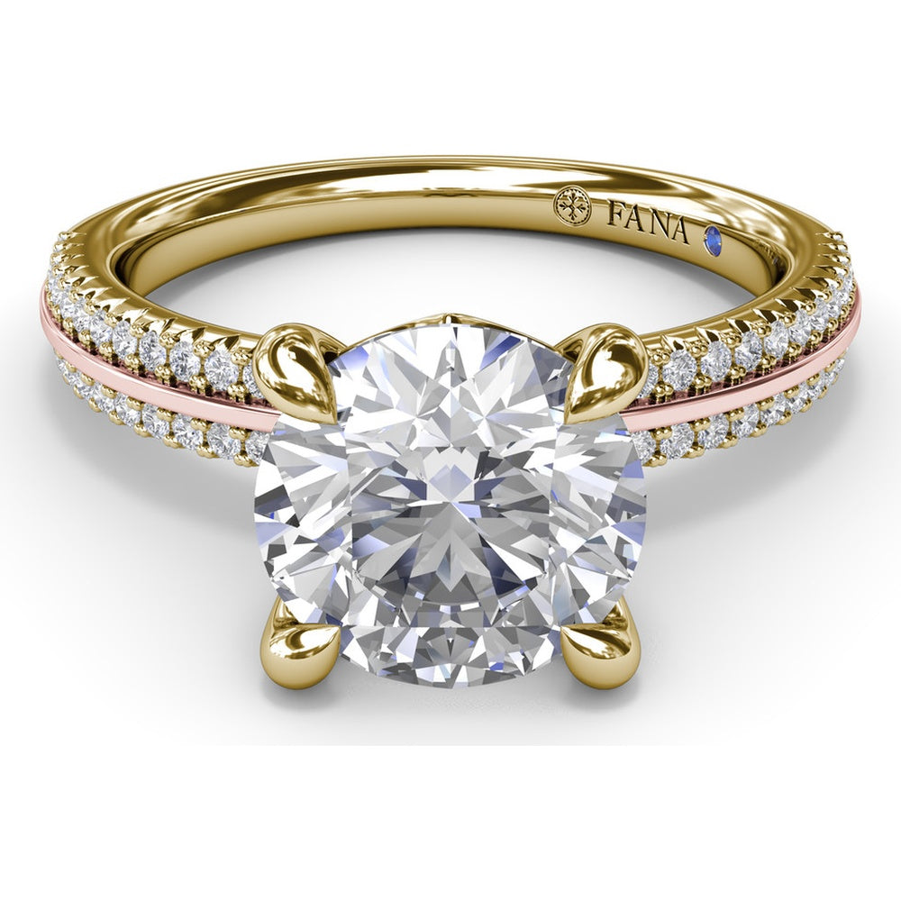 Split Shank Engagement Ring Setting with Prong Set Round Diamond Band by Fana - 0.27 Carat Total Diamond Weight