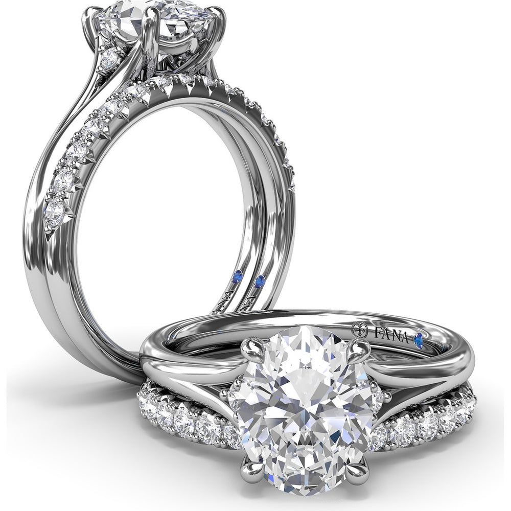 Split Shank Engagement Ring Setting with Round Diamond Accents by Fana - 0.06 Carat Total Diamond Weight