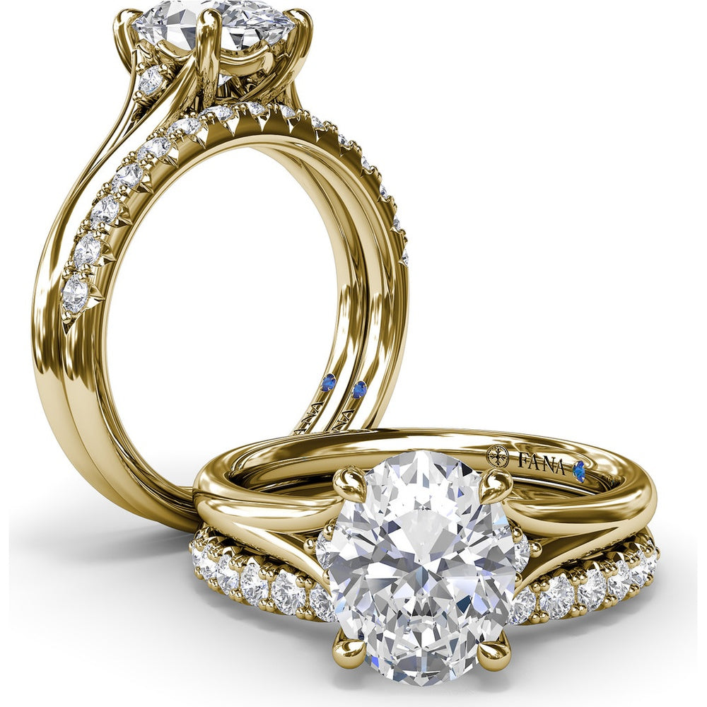 Split Shank Engagement Ring Setting with Round Diamond Accents by Fana - 0.06 Carat Total Diamond Weight