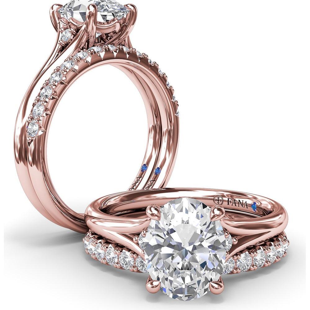 Split Shank Engagement Ring Setting with Round Diamond Accents by Fana - 0.06 Carat Total Diamond Weight