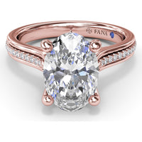 Split Shank Engagement Ring Setting with Triple Row Pavé Diamond Band and Oval Center Mounting by Fana - 0.25 Carat Total Diamond Weight