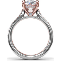Split Shank Engagement Ring Setting with Triple Row Pavé Diamond Band and Oval Center Mounting by Fana - 0.25 Carat Total Diamond Weight