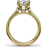 Split Shank Engagement Ring Setting with Triple Row Pavé Diamond Band and Oval Center Mounting by Fana - 0.25 Carat Total Diamond Weight