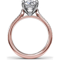 Split Shank Engagement Ring Setting with Triple Row Pavé Diamond Band and Oval Center Mounting by Fana - 0.25 Carat Total Diamond Weight