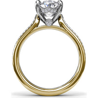 Split Shank Engagement Ring Setting with Triple Row Pavé Diamond Band and Oval Center Mounting by Fana - 0.25 Carat Total Diamond Weight