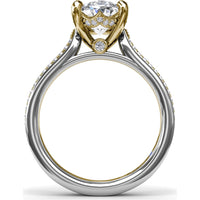 Split Shank Engagement Ring Setting with Triple Row Pavé Diamond Band and Oval Center Mounting by Fana - 0.25 Carat Total Diamond Weight