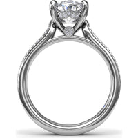 Split Shank Engagement Ring Setting with Triple Row Pavé Diamond Band and Oval Center Mounting by Fana - 0.25 Carat Total Diamond Weight