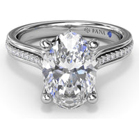 Split Shank Engagement Ring Setting with Triple Row Pavé Diamond Band and Oval Center Mounting by Fana - 0.25 Carat Total Diamond Weight