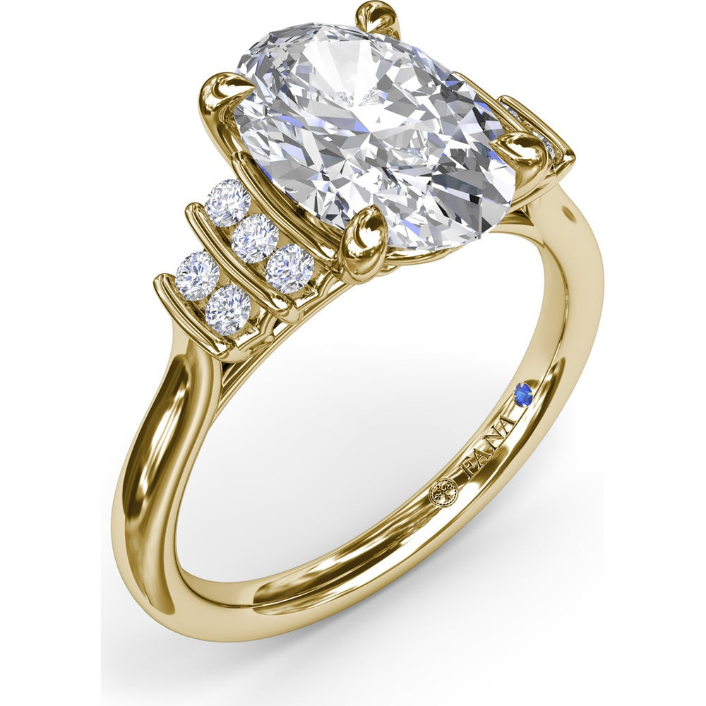 Split Shank Engagement Ring Setting with Two Rows of Curved Bar Set Round Diamonds by Fana - 0.17 Carat Total Diamond Weight