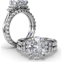 Split Shank Engagement Ring Setting with Two Rows of Curved Bar Set Round Diamonds by Fana - 0.17 Carat Total Diamond Weight
