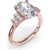 Split Shank Engagement Ring Setting with Two Rows of Curved Bar Set Round Diamonds by Fana - 0.17 Carat Total Diamond Weight