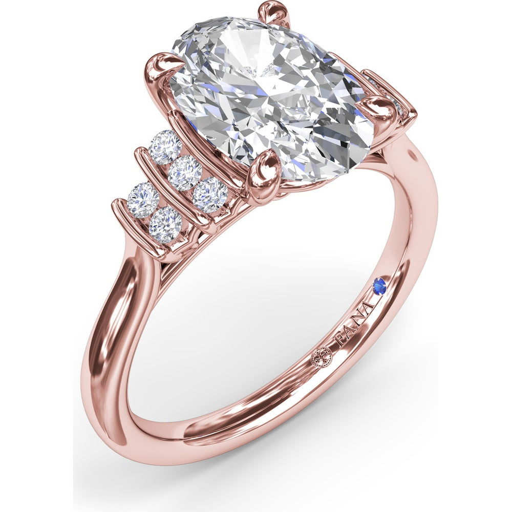 Split Shank Engagement Ring Setting with Two Rows of Curved Bar Set Round Diamonds by Fana - 0.17 Carat Total Diamond Weight