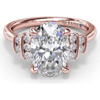 Split Shank Engagement Ring Setting with Two Rows of Curved Bar Set Round Diamonds by Fana - 0.17 Carat Total Diamond Weight