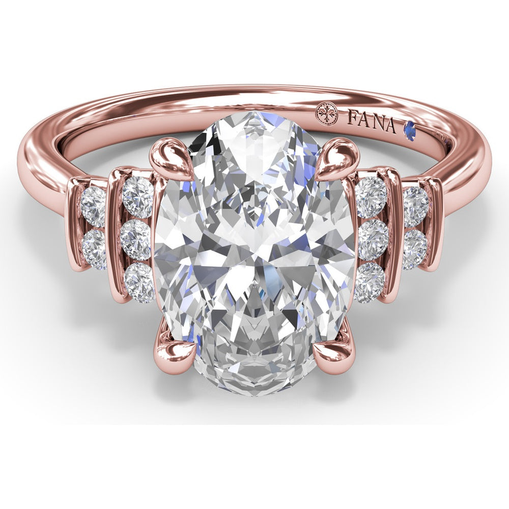 Split Shank Engagement Ring Setting with Two Rows of Curved Bar Set Round Diamonds by Fana - 0.17 Carat Total Diamond Weight