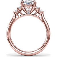 Split Shank Engagement Ring Setting with Two Rows of Curved Bar Set Round Diamonds by Fana - 0.17 Carat Total Diamond Weight