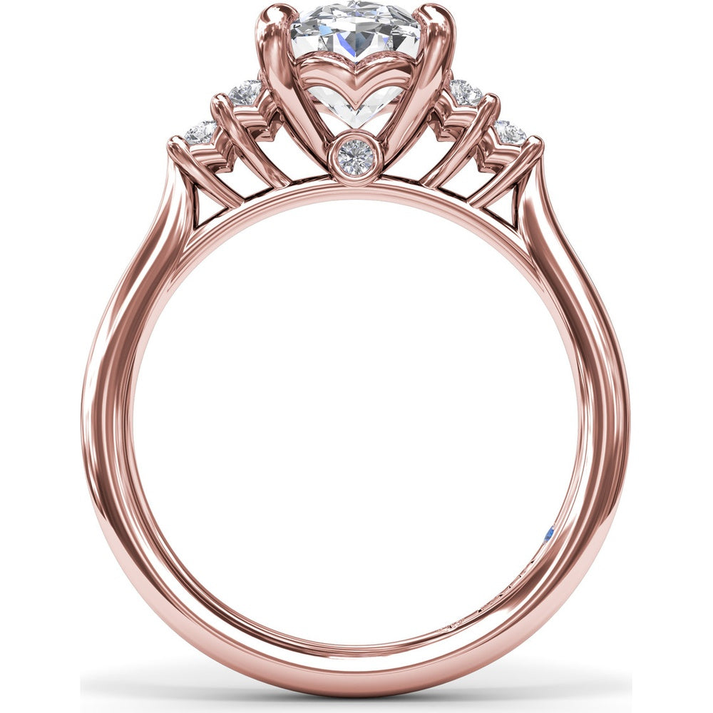 Split Shank Engagement Ring Setting with Two Rows of Curved Bar Set Round Diamonds by Fana - 0.17 Carat Total Diamond Weight