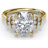Split Shank Engagement Ring Setting with Two Rows of Curved Bar Set Round Diamonds by Fana - 0.17 Carat Total Diamond Weight